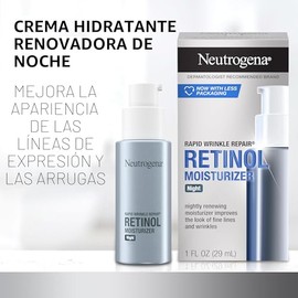Neutrogena - Crema hidratante de noche Rapid Wrinkle Repair Retinol, crema facial diaria antienvejecimiento con retinol y ácido hialurónico para comba