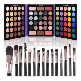 Paleta de Maquillaje Ucanbe 86 Colores con Set de 15 Brochas