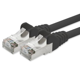 1aTTack.de Netzwerkkabel CAT5e 2x RJ45 Stecker Folien und geflechtgeschirmt SFTP Netzwerk Patch-Kabel 20m schwarz