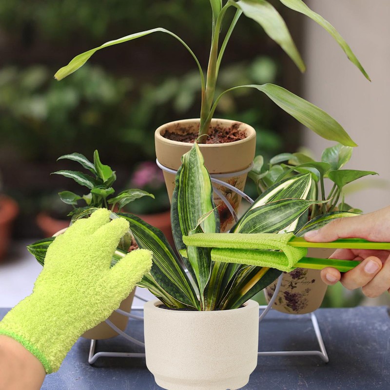 Leaf Cleaning Tongs with 2 Removable Sleeves and 1 Dusting