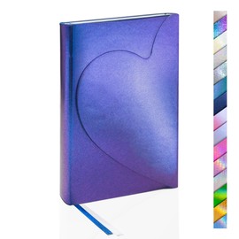Navkejon Pearly Lustre PU Hardcover Journal, Magnetic Heart Flap Reflective Leather Notebook Love Diary 8mm Lined Pages with Bookmarks, 5.8'' x 8.5''