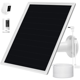 Solar Panel Charger for Ring Camera, Compatible with Ri ng Stick Up Cam Battery, Ring Spotlight Cam Battery, Not for Spotlight Plus/Pro, Waterproof, 6W Fast Charging (White-1Pack)