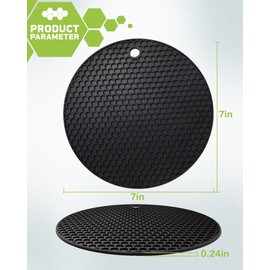 Wapodeai 2pcs Silicone mats for Kitchen Counter,Pot Holders,Silicone mat,Trivet,hot Pads,potholders for Kitchens,trivets for hot pots,Holders,Flexible Easy to Wash and Dry. (Black