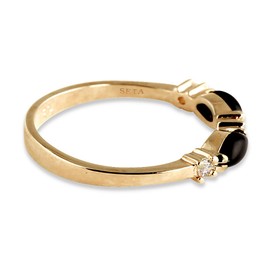 PalmBeach Yellow Gold-Plated Marquise Shaped Natural Black Onyx and Round Crystal Ring Sizes 5-10 Size 9