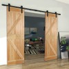 CCJH 5.5FT Sliding Barn Door Hardware Kit, Heavy Duty, Smoothly