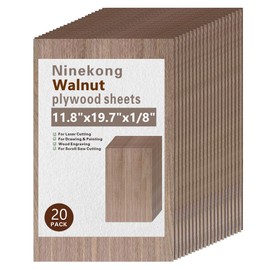 20 Pack Black Walnut Plywood Sheets 1/8",11.8x19.7x1/8 inch Plywood Sheets,3mm Walnut for Laser Cutting,Laser Engraving Blanks,Thin Natural Unfinished Wood for Crafts,Wood Burning,Scroll Saw Cutting