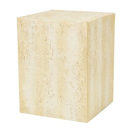 Deco 79 Magnesium Oxide Outdoor Accent Table, 14" x 14" x 18", Cream