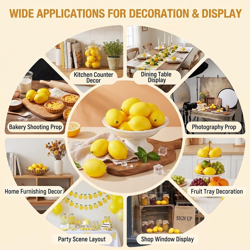 8 Pcs Artificial Lemons Fake Fruit