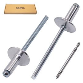 SKIR'CO (Pack of 300) Large Flange Aluminium Blind Rivets 4.0 x 10 mm, Steel Mandrel, Drill Included