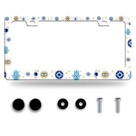Personalise Evil Eye Stainless Steel License Plate Frame Fits US Standard