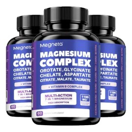 3pc Megneta Complejo De Magnesio 7-en-1 - Glicinato, Malato                                                                                           