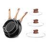 YIIFEEO Non Stick Frying Pan Set with Lids, Granite Skillet
