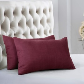 EVOLIVE Ultra Soft Brushed Microfiber Standard Size 20"x30" Pillowcases Pair Set of 2 with Envelope Closure (20"x30" Standard, Wine)