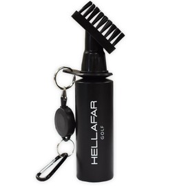 HELLAFAR GOLF Premium Golf Club Water Brush Groove Cleaner with Retractable Clip and Nylon Bristles - Holds 5 Ounces of Water - Golf Accessories for Men, Best Golf Gifts for Men