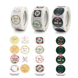 Buer Homie Stickers 1 Inch 1500 Pcs in 3 Rolls 16 Patterns, Thank You Theme