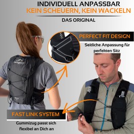 zeitgeist OUTDOOR® Running Vest for Men and Women, 4L, Optimal Fit, Breathable, Ultralight Running Backpack, 260 g, Hydration Backpack, Running, Trail Running Backpack, Running Vest (Black, XL)