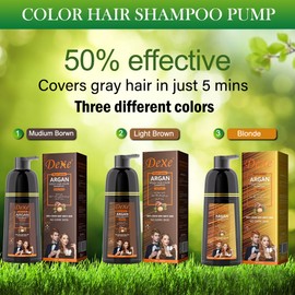 Instant Medium Brown Hair Shampoo 420ml - Semi-Permanent Brown Hair Dye shampoo for Natural Hair, Lasts 30 Days, Fast Acting Formula for Men & Women (Medium Brown)