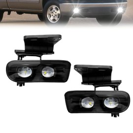 Shocklight LED Fog Lights fit for 1999-2002 Chevy Silverado 1500 2500/2001 2002 Silverado 1500HD 2500HD 3500/2000-2006 Tahoe Suburban 1500 2500, A Pair Front Bumper Driving Fog Lamps with Clear Lens