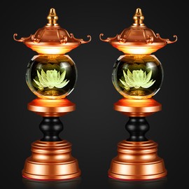 11 Inch 1 Pair 7 Color LED Lotus Lamp Lights - Lotus Lights with Adjustable Switch for Buddhist Occasions, Meditation Buddhist Supplies