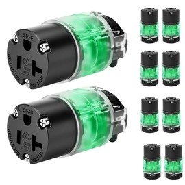 Yomiuwo 10 Pack 20 amp Female Extension Cord Ends Lighted Connector Extension Cord Repair Female End, Straight Blade Cord End Replacement, 20 Amp 125Volt, NEMA 5-20R, 2 Pole 3Wire Grounding UL-Listed