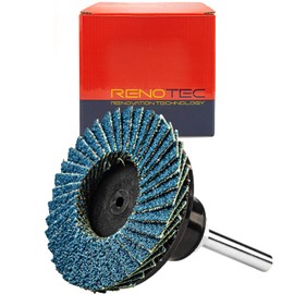RENOTEC 30 Pcs 2 Inch Mini Flap Disc, Zirconia High Density, with 1 Pcs 1/4 inch Shank Holder, for Metal Grinding, for Angle Die Grinder (80 GRIT)