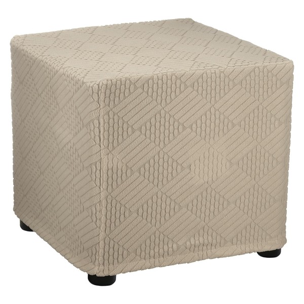 sourcing map Stretch Ottoman Cover Stripe Square Ottoman Slipcover with