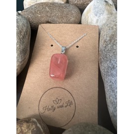 Strawberry Quartz AgatePendant Necklace, Natural Crystal Necklace, Natural Crystal Necklace, Natural Crystal Chain, Crystals, Crystal, Crystal Gifts, Clear Quartz