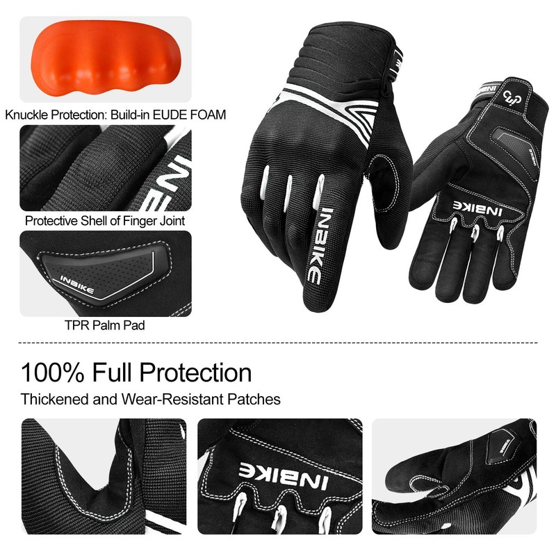 INBIKE Waterproof Winter Motorcycle Gloves Thermal Fleece Touchscreen with TPR