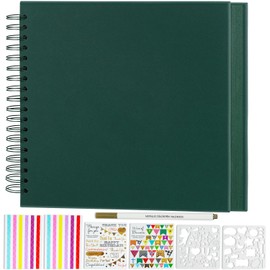 Miaikoe DIY Scrapbook Album 20.5x20.5 cm Hardcover Kraft Blank Paper Scrap Book with 20 Sheets Memory Book for Family Wedding Photography Anniversary (Dark Green)