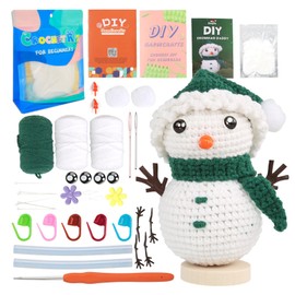 Vidillo Christmas Crochet Kit for Beginners Snowman Complete Beginner Crochet Knitting Kit Crochet Starter Pack DIY Set with Crochet Hook,Yarn,Instructions,Video Tutorial Adults Kids Gift (Grün)
