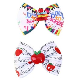 Girl School Hair Bow Back to School Hair Clip Hair Pin School Hair Accessories 2 Pack TSFJ55 (Apple White)