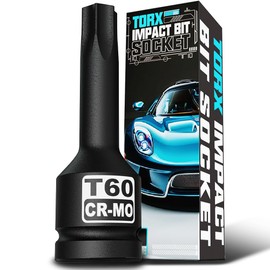 Aiourx 1/2-Inch Drive T60 Torx Bit Socket Set, Star Bit Socket, Cr-Mo Steel, for Hand Use Work on Cars, Trucks