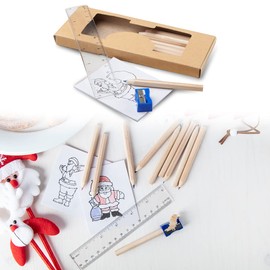 ANTEVIA Colouring Set with 10 Coloured Pencils + 1 Pencil Sharpener + 1 Ruler + 1 Mandala Colouring Book | Over 15 Designs | Eco-Friendly (Dumbo)