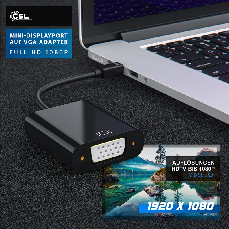 CSL – Mini DisplayPort to HDMI DVI VGA Black V1