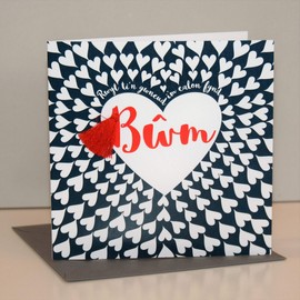 Claire Giles Welsh Language Valentine's St Dwynwen Card, WVTA011, You Make My Heart go Boom, Greeting Card Embellished with a Tassel