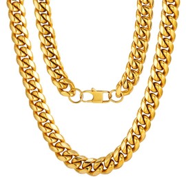 18K Gold Chain Necklace Stainless Steel Solid Heavy Thick Bold Necklace 80's Party Gift