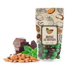 Green Jay Gourmet Milk Chocolate Covered Irish Almonds, 8 Ounce Resealable Bag, Premium Handmade Chocolate Candy Snacks for Kids and Adults, Great for Christmas and Holidays