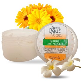 Antiche Bolle – Natürliche Körperbutter mit Monoi und Sheabutter – Body Butter feuchtigkeitsspendend und parfümiert mit beruhigender Wirkung, ideal für trockene Haut, 100 g