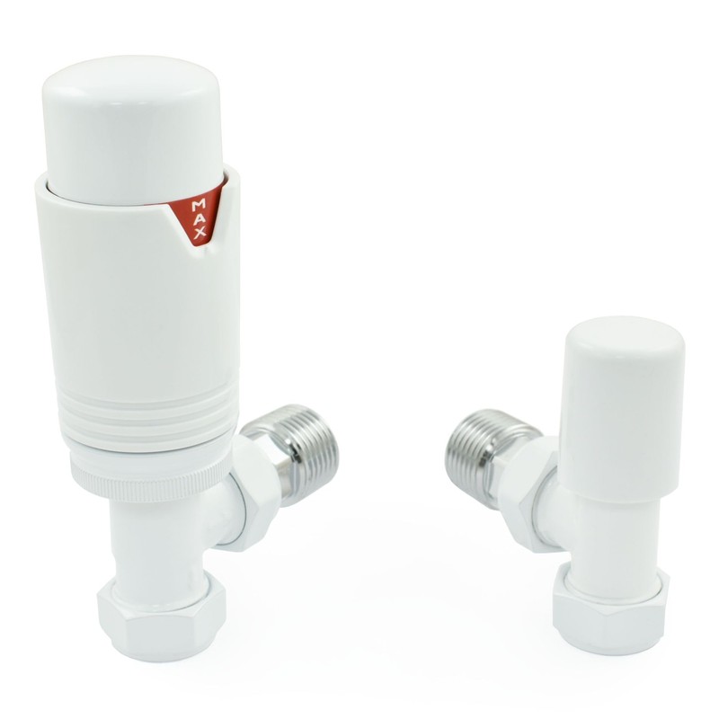 Thermostatic Radiator Valve Angled TRV – Style (All White)