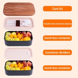 Uybieef Bento Box Adult Lunch Box,Japanese Lunch Box Containers for Adult,Bento lunch Box with Leakproof 54OZ Black without bag