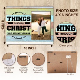 Christian Picture Frame For Women - I Can Do All Things Through Christ Photo Frame - Bible Verse Gift For Family Friend - Inspirational For Birthday Christmas Thanksgiving Graduation -A19