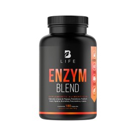 Enzimas Digestivas, Probióticos, Papaya y Psyllium Husk 180 Cápsulas 1800 mg por porción. Ingredientes Naturales. Enzym Blend B Life
