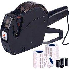 Price Tagger Kit, 1 Set Price Tag Gun with 5000 Blank White Labels & 3 Ink Refills, Label Maker for Office, Retail, Garage, Moving:_Red_one-size