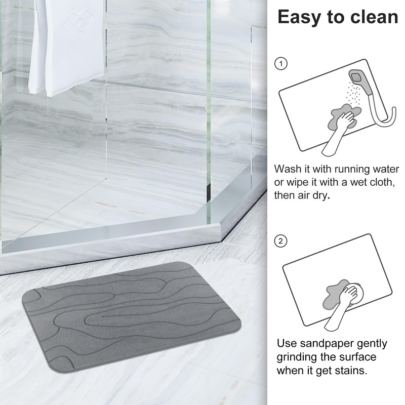 2 Pack Diatomaceous Earth Shower Mat, Stone Bath Mat, Nonslip