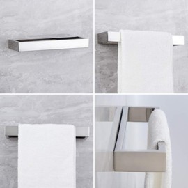 kimzcn Bathroom Towel Ring Polished Stainless Steel Wall Mounted Hand Towel Bar Modern Square Style Towel Rack, D69018C