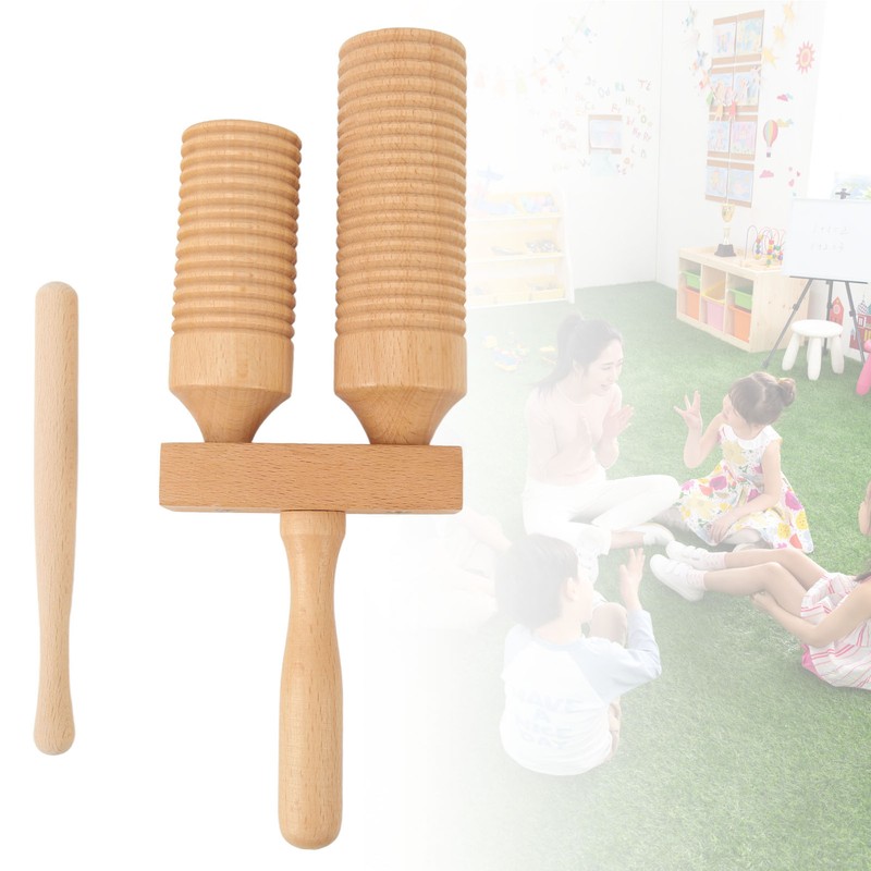 Chinese Bangzi Wooden Cylinder Clapper Treble Bass Percussion Musical Instruments