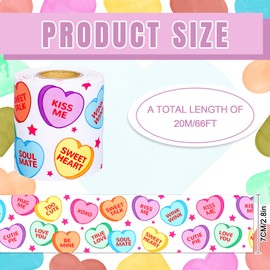 JarThenaAMCS 66Ft Valentine's Day Bulletin Board Border White Conversation Heart Rolled Self Adhesive Colorful Heart Border Trim Stickers for Classroom Office Chalkboard Party Decor