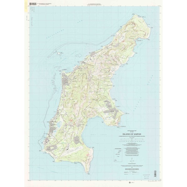 YellowMaps Island of Saipan MP topo map, 1:25000 Scale, 7.5 X 7.5 Minute, Historical, 1999, Updated 2001, 40.59 x 30.07 in - Paper