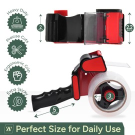 Zuvo Heavy Duty Tape Gun and Dispenser with 6 Clear Packaging Tapes. Clear Packaging Tape 44mm X 66m with Metal Tape Gun Dispenser for Moving Boxes,Warehouse Or General Packing Needs