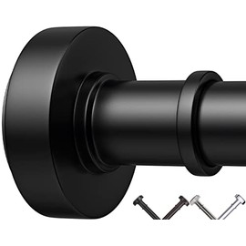 Black Shower Curtain Rods, 43-72 Inches, Never Rust , Never Slip,Adjustable Tension Rod with Durable Spring, No Drilling, Use for Bathroom, Bedroom, Kitchen, Balcony